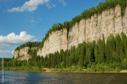 Vetlan mountain on the Bank of the Vishera river. Perm Krai, Russia. photo