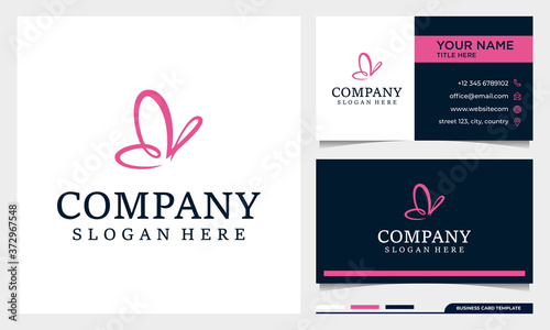 Minimalist Butterfly logo design with business card template