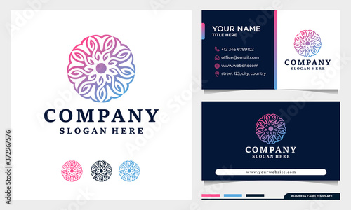 Flower geometry logo design vector, can use spa ,salon, yoga, beauty, decoration with business card template