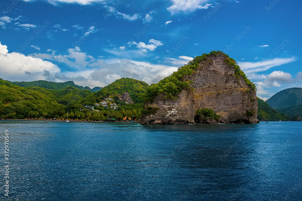 A view towards the headland of Soufriere Bay, St Lucia A view towards the headland of Soufriere Bay, St Lucia