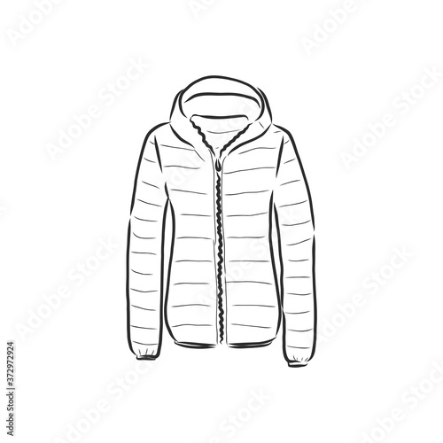 Vector Sketch Parka Jacket. Winter Outerwear. warm jacket, vector sketch illustration