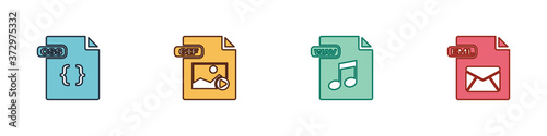 Set CSS file document, GIF, WAV and EML icon. Vector.