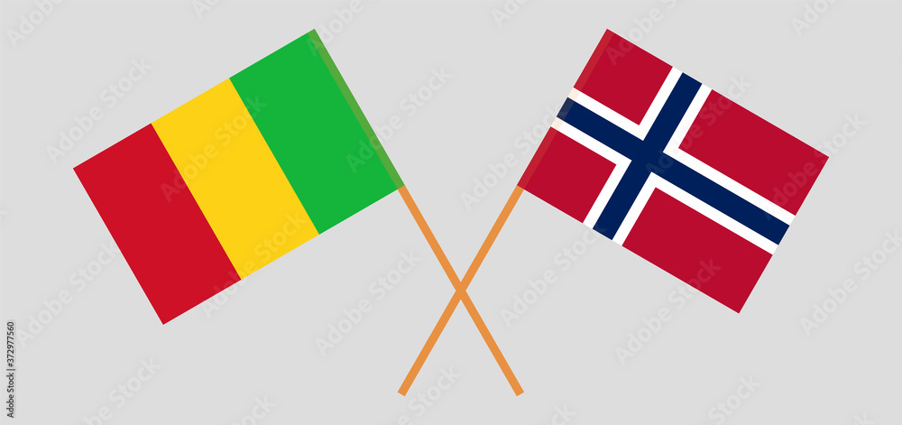 Crossed flags of Mali and Norway