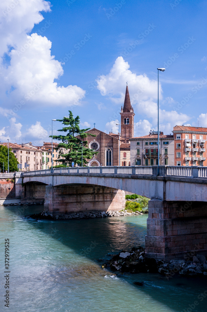 Bridge on Adige River in Verona, Northern Italy.