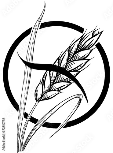 gluten free grain vector icon. Celiac disease symbol. Sketch hand drawn vector illustration