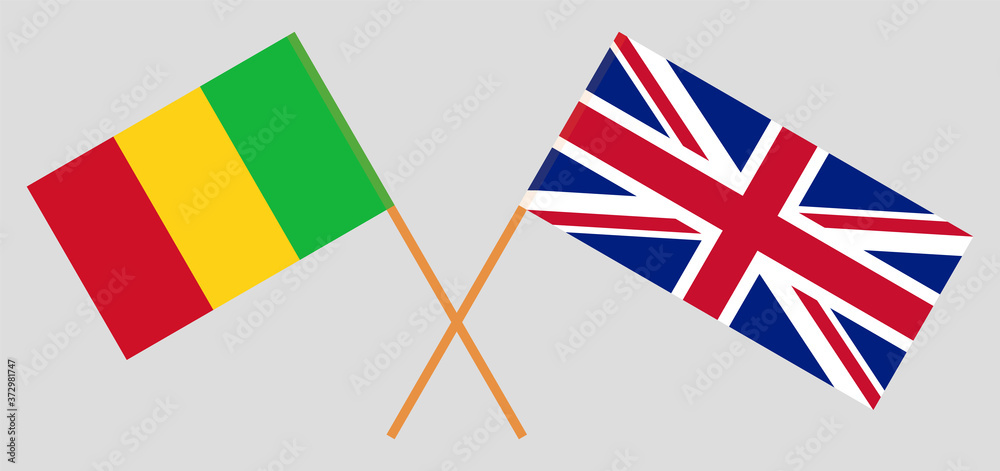 Crossed flags of Mali and the UK