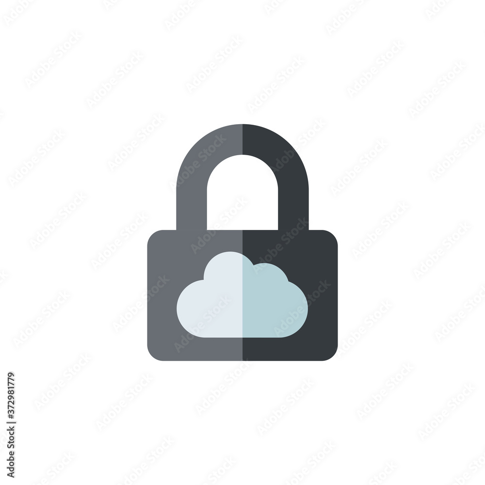Cloud lock down keyhole vector logo icon Cloud lock down keyhole vector logo icon