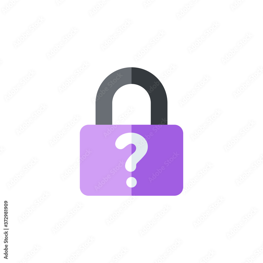 Lock with question symbol. Password hint: Icon for those who have forgotten their passwords Lock with question symbol. Password hint: Icon for those who have forgotten their passwords