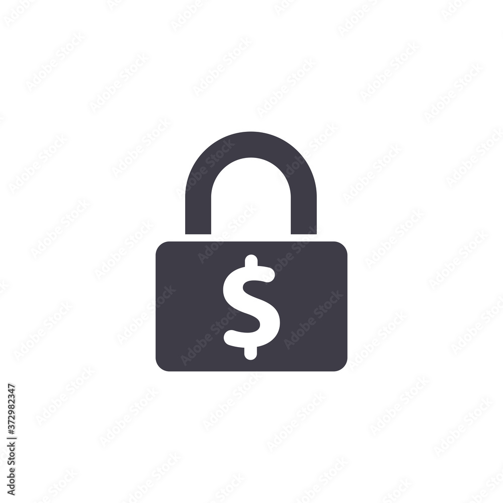 Lock dollar icon. Money protection, currency security vector. Glyph icon. Lock dollar icon. Money protection, currency security vector. Glyph icon.