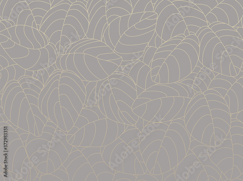 Outline pattern with gold leaves on warm gray background