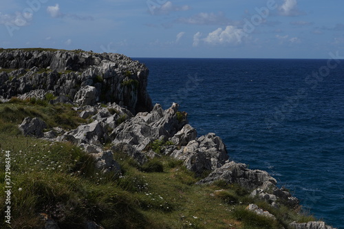 Asturias. Beautiful natural landscape beach rock cliffs. Guadamia,Spain © VEOy.com
