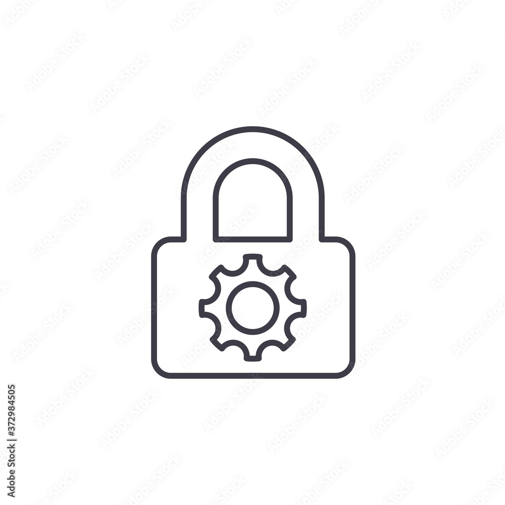 Privacy settings icon. Settings icon with padlock sign. Settings icon and security, protection, privacy symbol. Vector icon Privacy settings icon. Settings icon with padlock sign. Settings icon and security, protection, privacy symbol. Vector icon