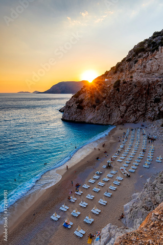 Fototapeta Naklejka Na Ścianę i Meble -  Kaputas Beach view from top. Kaputas beach is on the Turkish Mediterranean coast, and an important tourist destination.