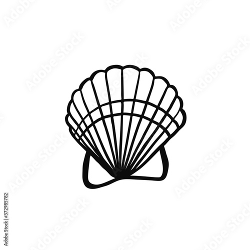 Sea shell illustration isolated on white background. Doodle style.