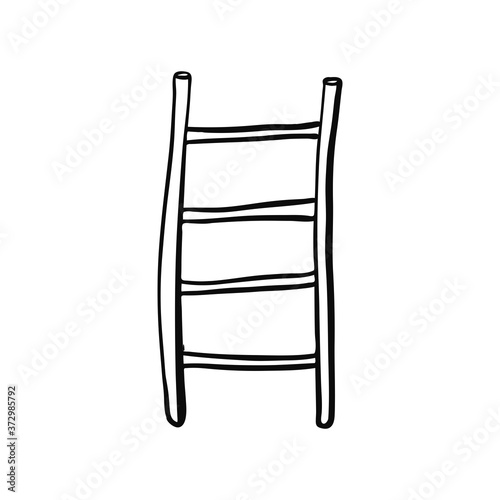 Drawing of a ladder isolated on white background. Doodle style