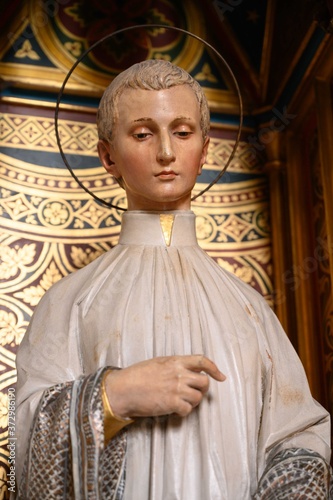 Saint Aloysius de Gonzaga (Aloysius Gonzaga) – who died as a result of caring for the victims of an epidemic. St Martin's Cathedral in Bratislava. 2020/05/20.