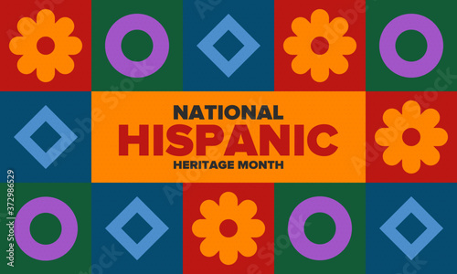 National Hispanic Heritage Month in September and October. Hispanic and Latino Americans culture. Celebrate annual in United States. Poster, card, banner and background. Vector illustration