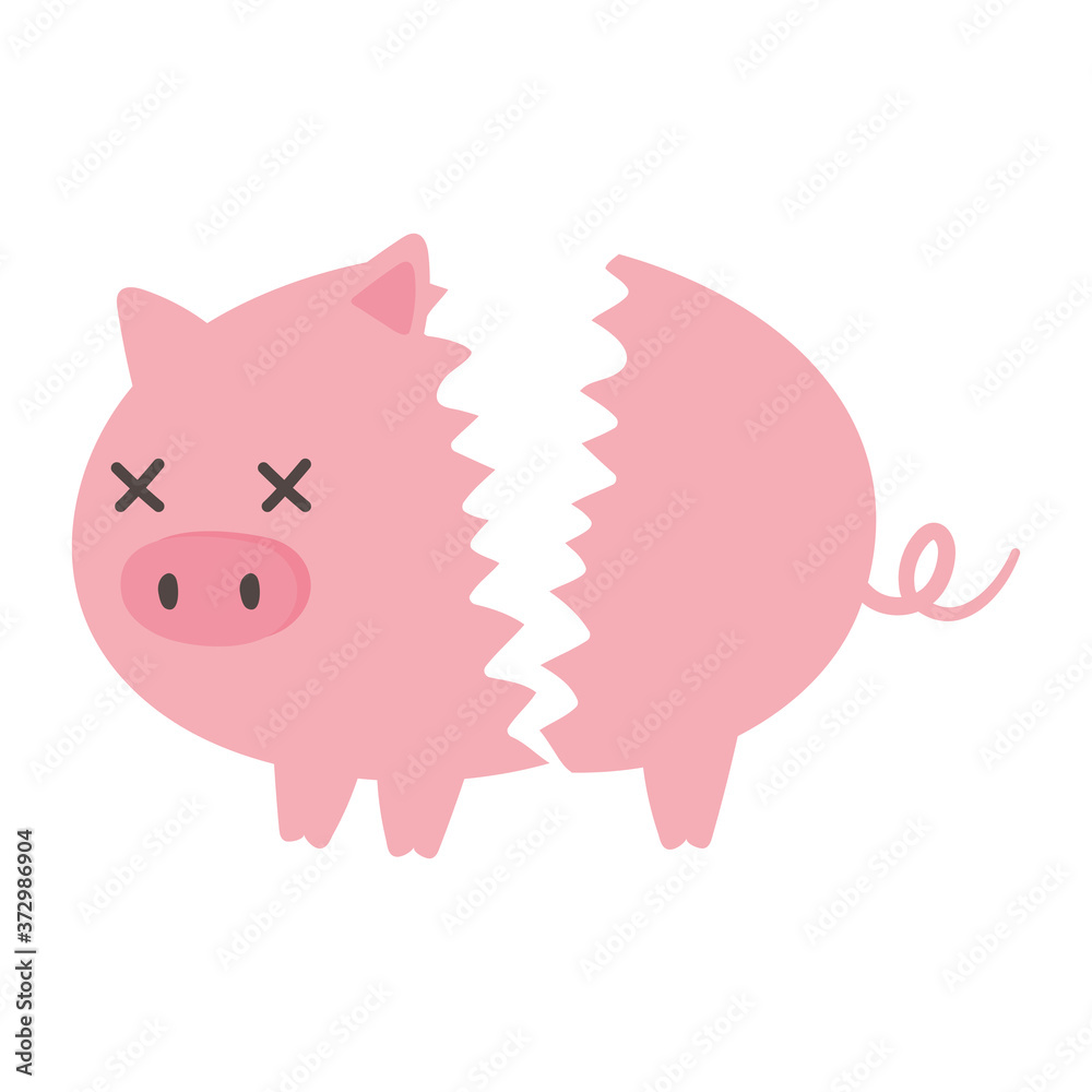 bankruptcy broken piggy bank crisis isolated icon white background bankruptcy broken piggy bank crisis isolated icon white background