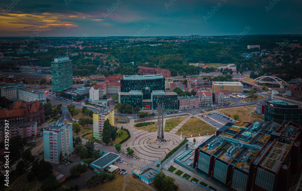 Obraz premium solidarity square in gdansk from above