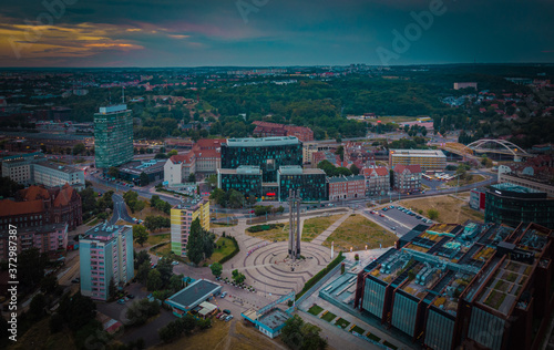 solidarity square in gdansk from above