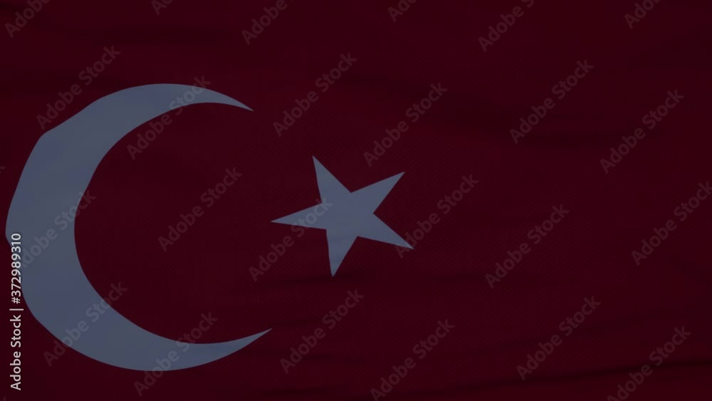 Turkish flag waving in the wind. Realistic flag background. Thundercloud background Turkish flag waving in the wind. Realistic flag background. Thundercloud background