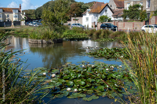 Billede på lærred TimeLapse of a traditional English Village pond in the center of the coastal village of Rottingdean near Brighton