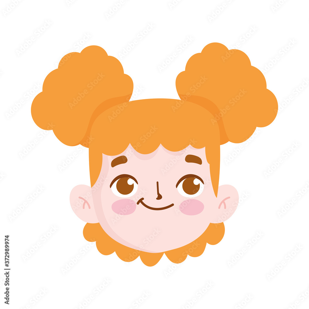 cartoon face girl female character isolated icon cartoon face girl female character isolated icon