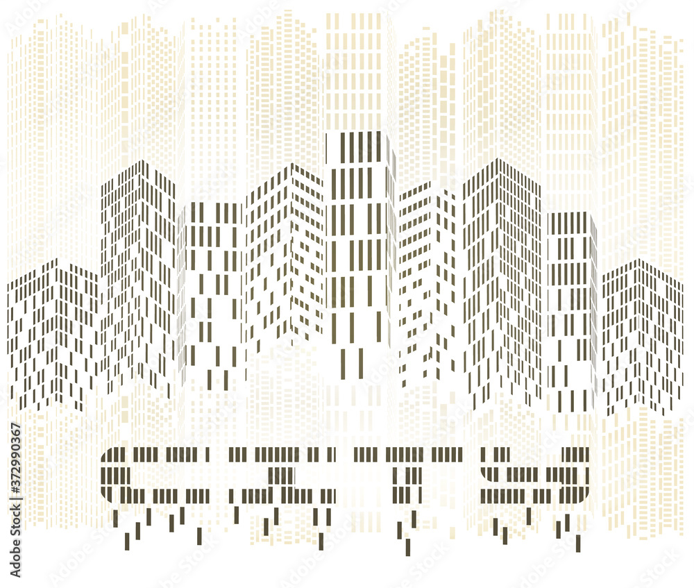 Abstract Digital City with futuristic corporate buildings, vector illustration card
