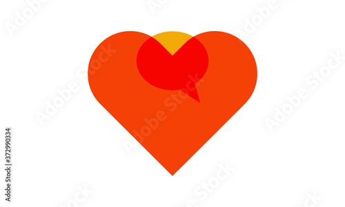 Love Message, red heart on white background