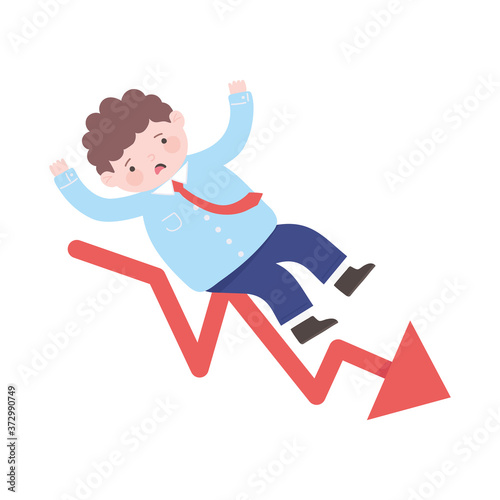 bankruptcy falling sad businessman character business financial trouble