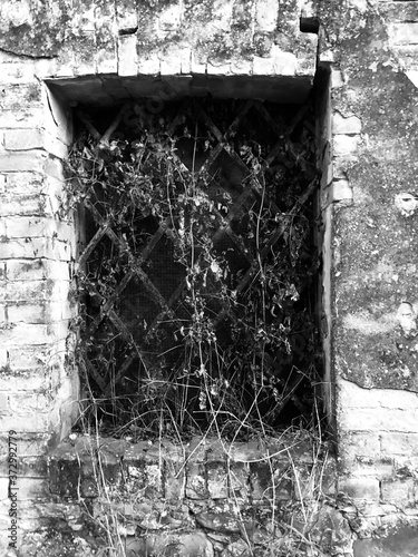 old broken window
