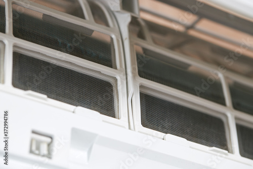 repairing air conditioner split system indoors. close up view. diy concept