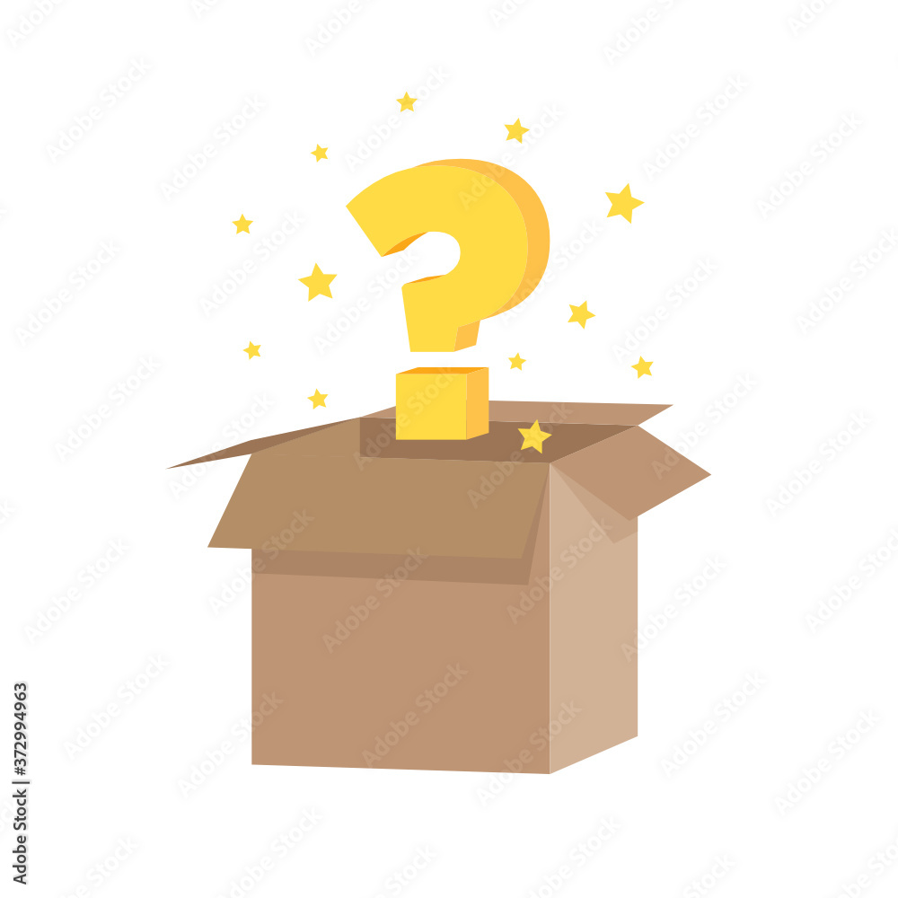 Surprise Box, Mystery Box, Question Cardboard Box Vector Icon Illustration  Background Stock Vector | Adobe Stock