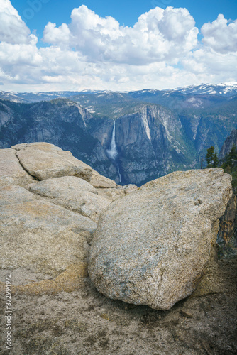 hiking the pohono trail to the taft point, yosemite national park, usa