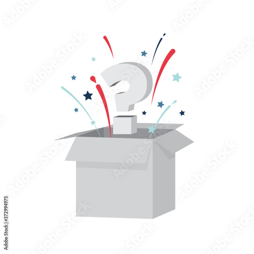 Surprise Box, Mystery Box, Question Cardboard Box Vector Icon Illustration Background