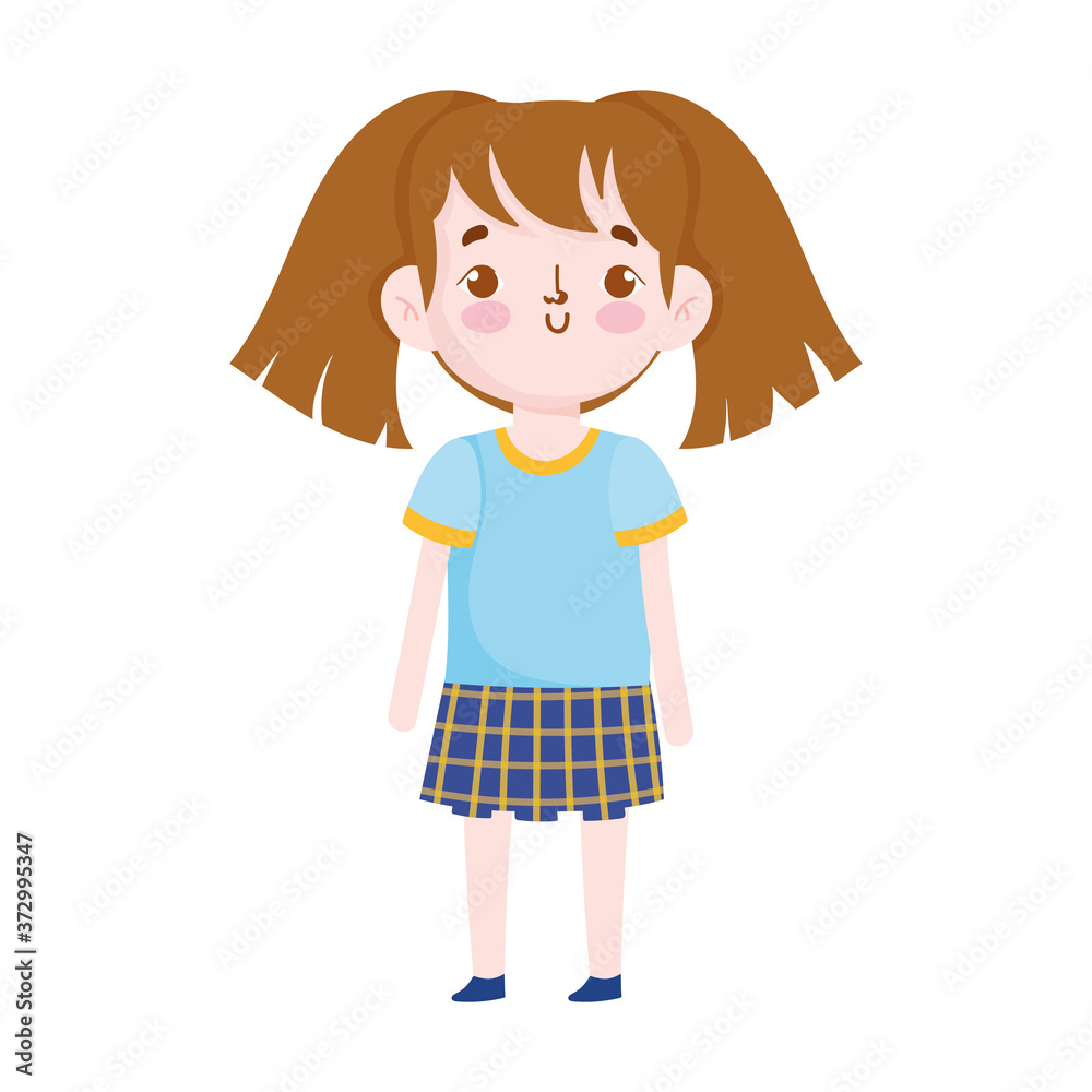 back to school student girl with uniform cartoon isolated design back to school student girl with uniform cartoon isolated design