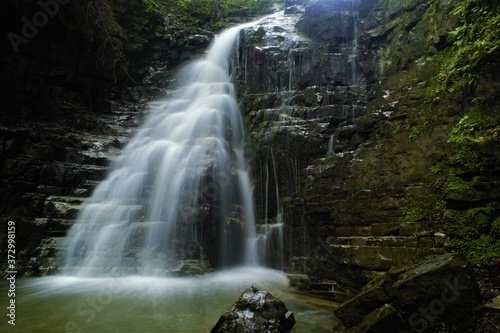  waterfall in a wild place in the Carpathians