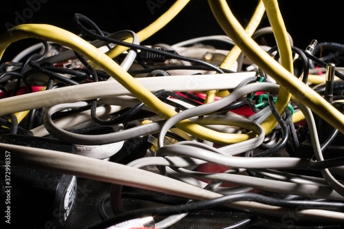 Close up of a bunch of colourful computer wires