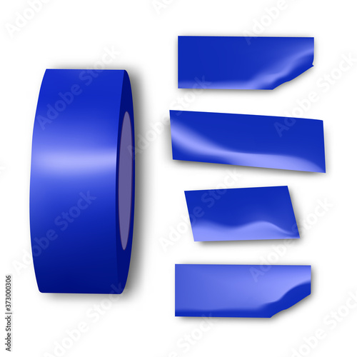 Piece scotch. Adhesive vector paper tape or yellow sticky duct strip isolated on white background. Torn grunge texture.