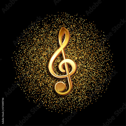 Clef music symbol on gold glitter background