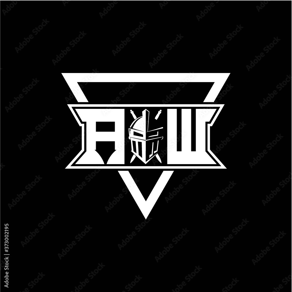 The initials inspiration A W modern knight logo with a triangle
