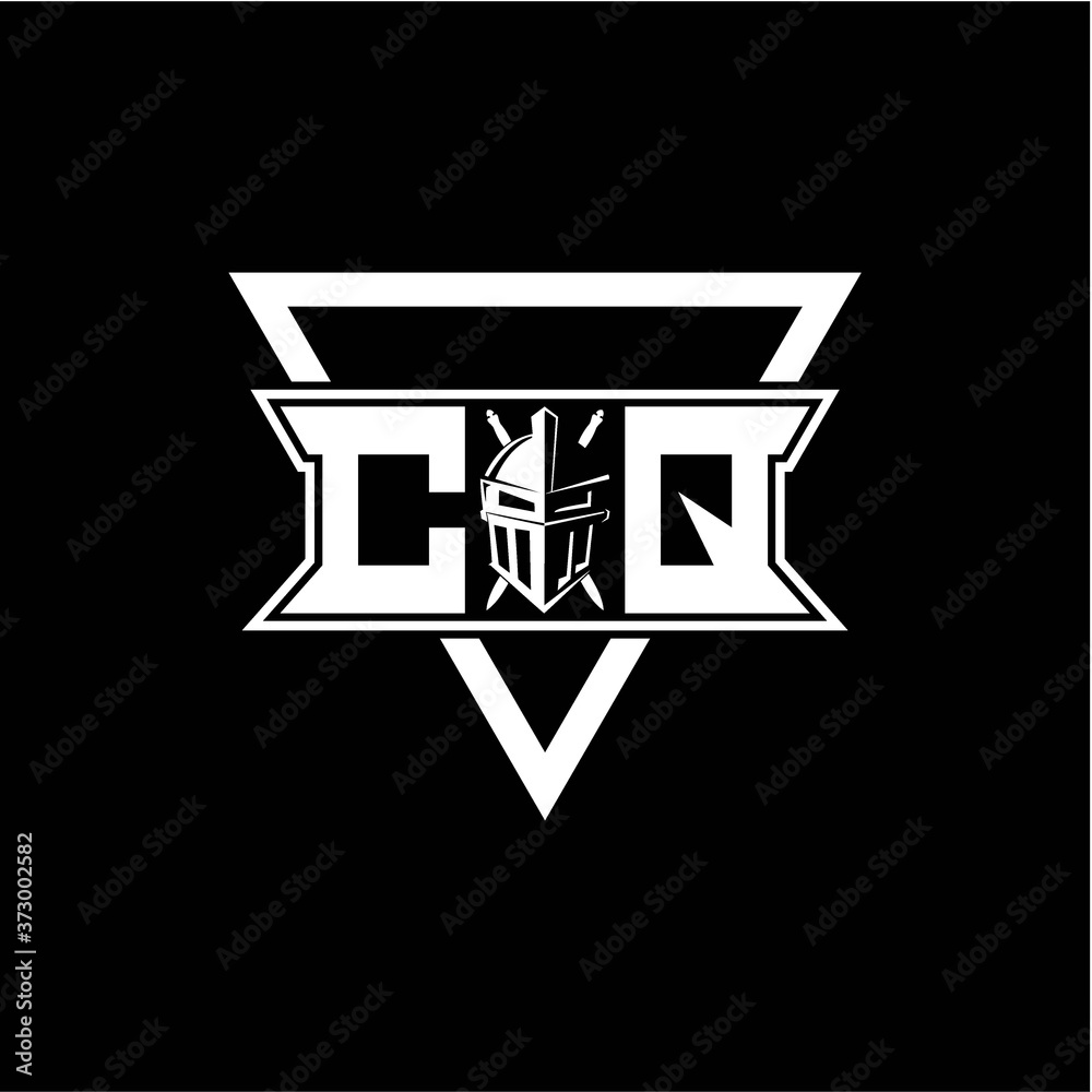 The initials inspiration C Q modern knight logo with a triangle The initials inspiration C Q modern knight logo with a triangle