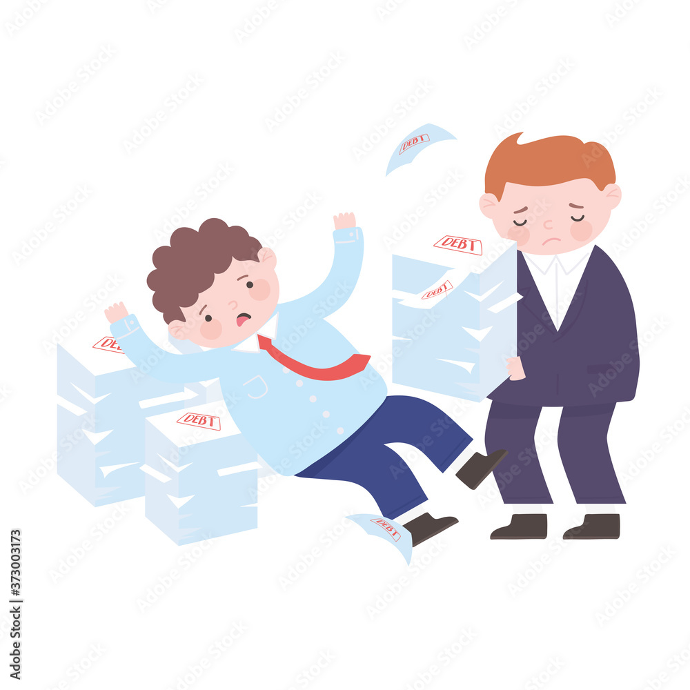 bankruptcy worried businessmen with stack of debt papers business financial crisis bankruptcy worried businessmen with stack of debt papers business financial crisis