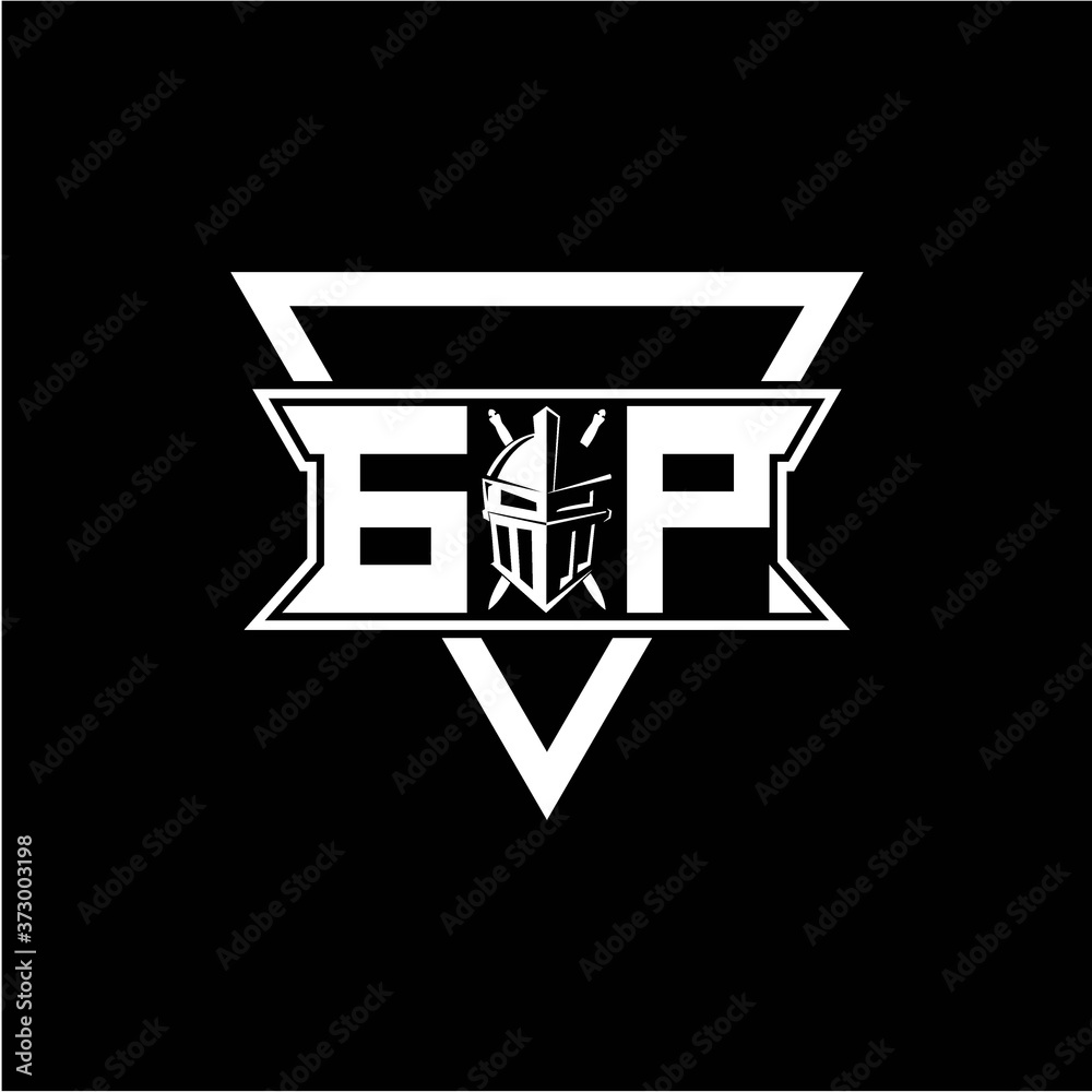 The initials inspiration G P modern knight logo with a triangle The initials inspiration G P modern knight logo with a triangle