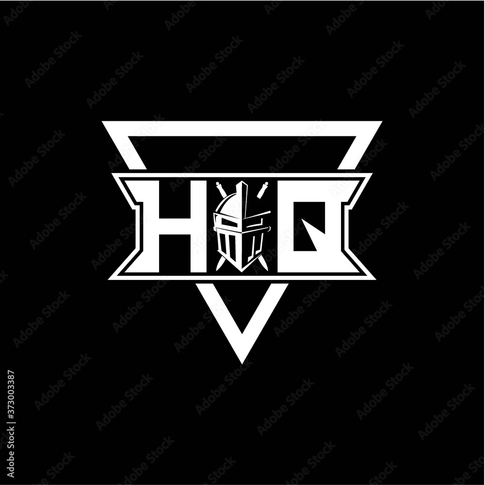 The initials inspiration H Q modern knight logo with a triangle The initials inspiration H Q modern knight logo with a triangle