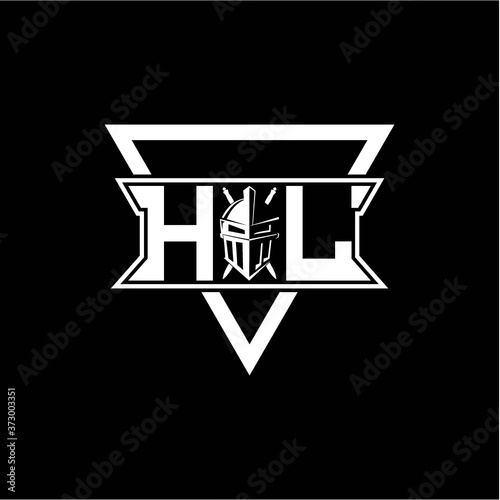 The initials inspiration H L modern knight logo with a triangle