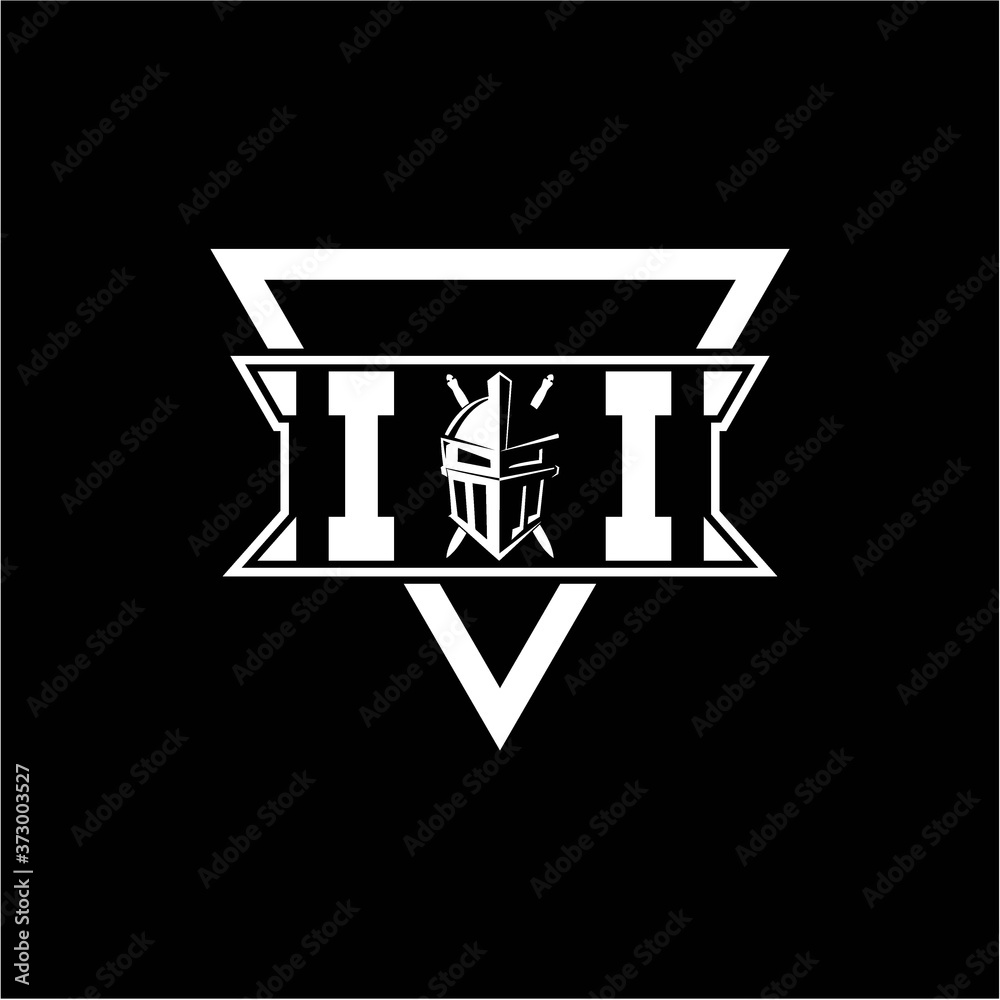 The initials inspiration I I modern knight logo with a triangle The initials inspiration I I modern knight logo with a triangle