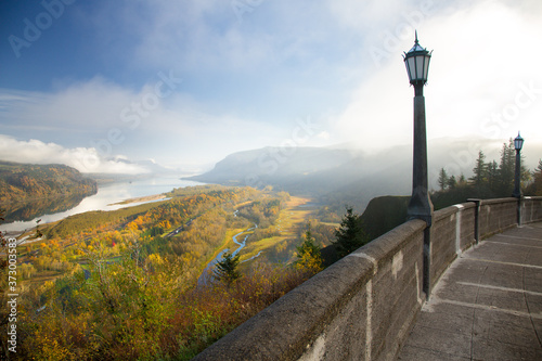 View from Crown Point of the Columbia River and the Columbia River Gorge National Scenic Area, Oregon.