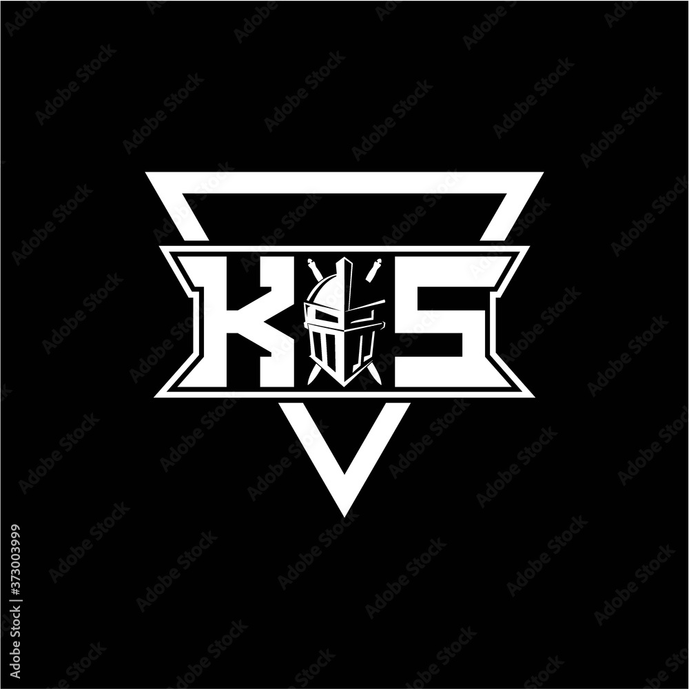 The initials inspiration K S modern knight logo with a triangle The initials inspiration K S modern knight logo with a triangle