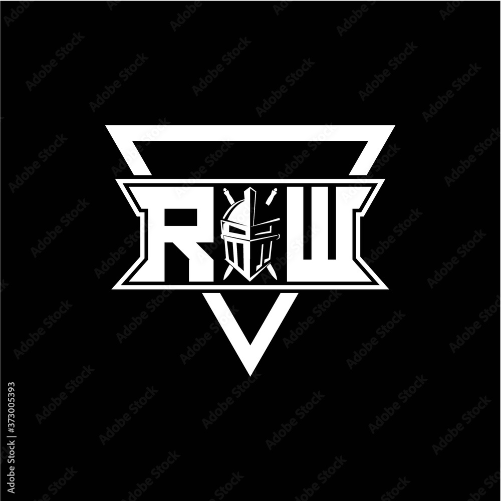The initials inspiration R W modern knight logo with a triangle The initials inspiration R W modern knight logo with a triangle